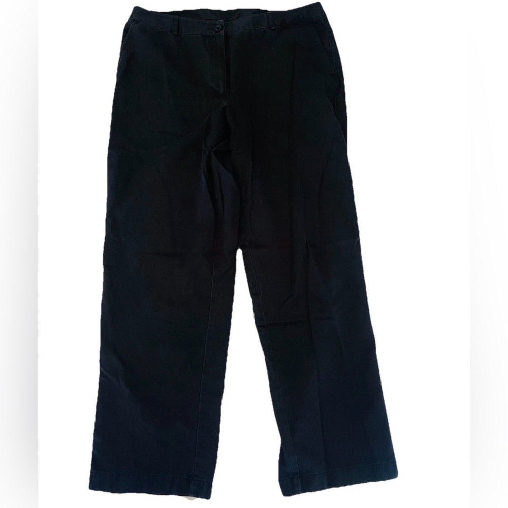 Vtg LL Bean Favorite Fit Pants Womens Size 14 Black Chino Pockets Mid Rise